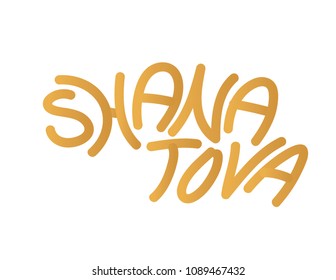 Hand written new year greeting Shana tova on white background