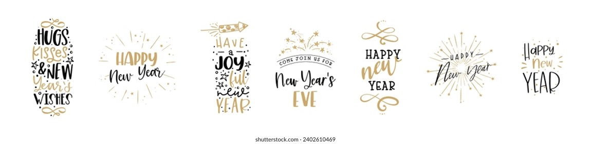 Hand written New Years sayings like "Happy New Year", great for banners, wallpapers, cards, invitations - vector design