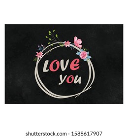 Hand written phrase love you. Vector Valentine's day card. - Vector