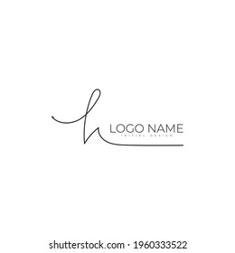 Hand written signature H letter monogram logo design template