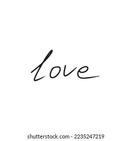 Esbozo escrito a mano palabra vector LOVE en negro aislado en fondo blanco. Concepto romántico, romántico, amoroso. Caligrafía de las tarjetas de felicitación, patrones, tipo de letra, Día de San Valentín, 14 de febrero