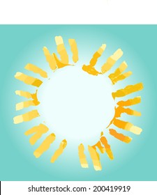 Hand written sun icon, vector