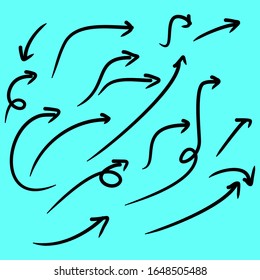 Hand written symbol for illustration or presentation. Hand drawn arrow icon set. Premium arrows icon for presentation or website design. Hand drawn mark icons set.