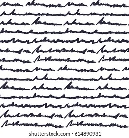 Hand written text pattern, seamless texture with black hand written words written in lines