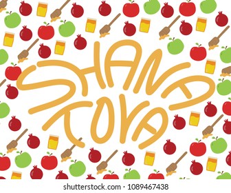 Hand written text and pattern Shanah tova Happy new year