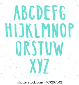 Hand written upper case font. Vector illustration. 