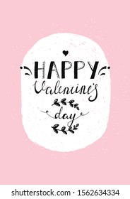 Hand Written Valentine's Day Card. Vector illustration. Valentine's Day Greeting Card