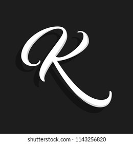 Hand Written Vector Logo Letter K. K Letter Design Vector