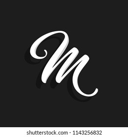 Hand Written Vector Logo Letter M. M Letter Design Vector