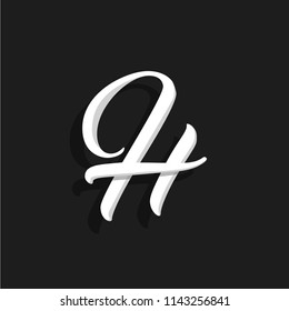 Hand Written Vector Logo Letter H. H Letter Design Vector