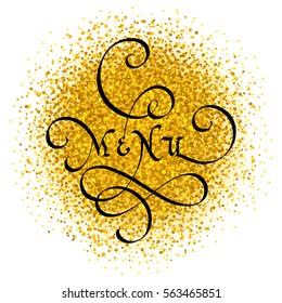 Hand written vector sign Menu. Ancient Italian Cursive calligraphy.
