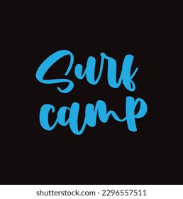 Hand written vector Surf camp text. Cool simple surf lettering. Typography hand lettering calligraphy surf sign. Vector lettering design word art surfing. Surf calligraphic sign