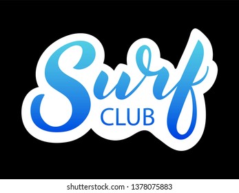 Hand written vector surf text. Cool simple surf lettering. Typography hand lettering calligraphy surf sign. Vector lettering design word art surfing