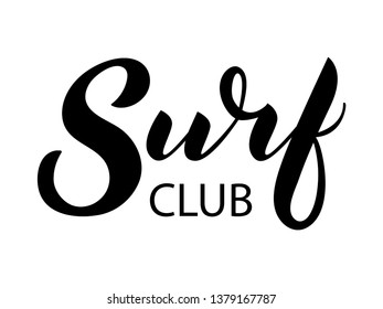 Hand written vector surf text. Cool simple surf lettering. Typography hand lettering calligraphy surf sign. Vector lettering design word art surfing
