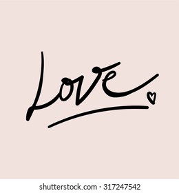 Hand Written Vector Text. Calligraphy. Black Brush on Pink Background.