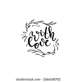 hand written wedding quote with plant