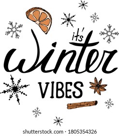 Hand written winter seasonal inspirational lettering set