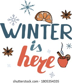 Hand written winter seasonal inspirational lettering set