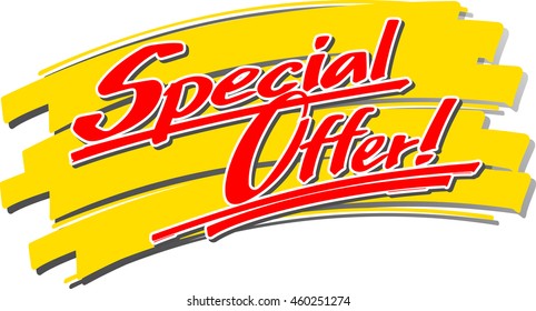 The hand written word "Special Offer!" in front of a brush stroke