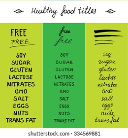 Hand written words to create your own logo for allergen free or food intolerance.