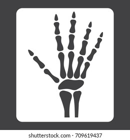 Hand X-ray glyph icon, medicine and healthcare, radiology sign vector graphics, a solid pattern on a black background, eps 10.