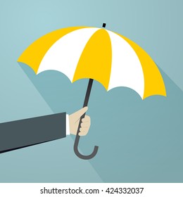 hand with yellow umbrellas create shading