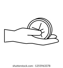 hand with yen coin