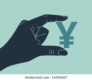 hand with yen symbol