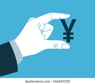 hand with yen symbol