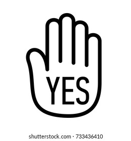 Hand yes palm open stop up logo icon. Simple illustration of hand open palm with no stop open vector illustration for print or web design.