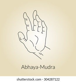 Hand in yoga mudra (Abhaya-Mudra). Vector illustration