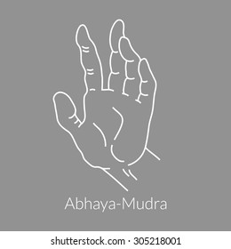 Hand in yoga mudra (Abhaya-Mudra). Vector illustration.