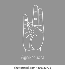Hand in yoga mudra (Agni-Mudra). Vector illustration.