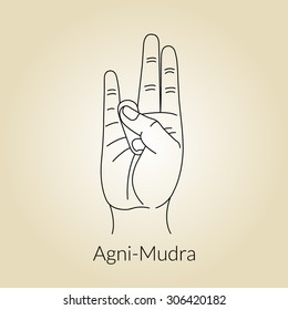 Hand in yoga mudra (Agni-Mudra). Vector illustration.