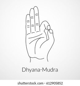 Hand in yoga mudra (Dhyana-Mudra or Gyan-Mudra). Vector illustration. Yogic hand gesture.