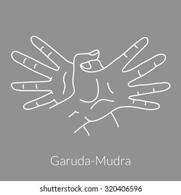 Hand in yoga mudra (Garuda-Mudra). Vector illustration.