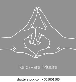 Hand in yoga mudra (Kalesvara-Mudra). Vector illustration.