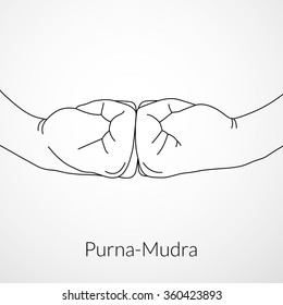 Hand in yoga mudra (Purna-Mudra). Vector illustration. Yogic hand gesture.