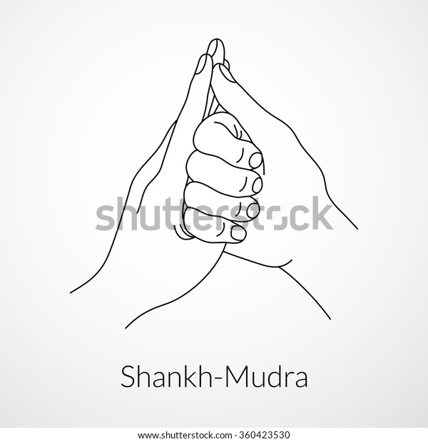 Hand Yoga Mudra Shankhmudra Vector Illustration Stock Vector Royalty