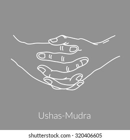 Hand in yoga mudra (Ushas-Mudra). Vector illustration.