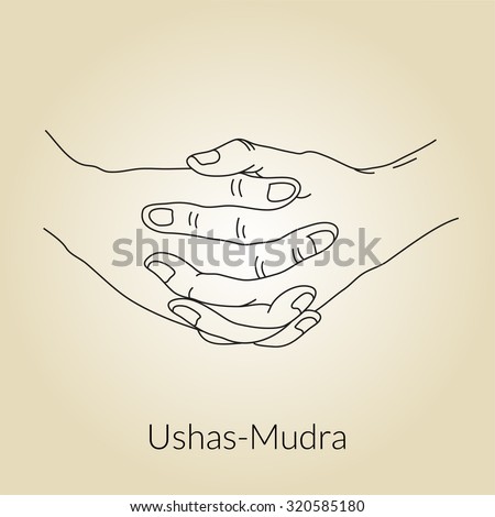 Hand in yoga mudra (Ushas-Mudra). Vector illustration.