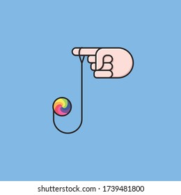 Hand with yo-yo vector illustration for YoYo Day on June2nd. Skill game color symbol.