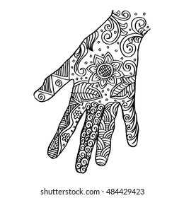 Hand. Zentangle style.
