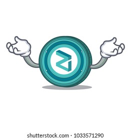 Hand up Zilliqa coin character cartoon