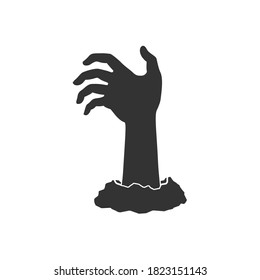 Hand of zombie graphic icon. Hand from under ground isolated symbol on white background. Vector illustration