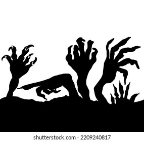 Hand of zombie graphic icon. Hand from under ground isolated symbol on white background. Vector illustration