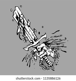 Hand zombie wielding sword