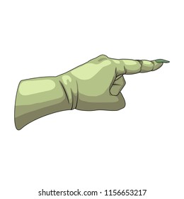 The hand of a zombie or a witch. Pointer. Vector illustration.