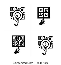 Hand and Zoom QR code icon