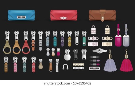 Handbag Accessories Closures Tassels Embellishment Luggage Tag Zipper Pulls Fashion Accessories Belt Buckle Metal Hardware Design Clutch Bag